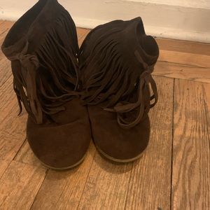 Nine West Suede Fringed Booties